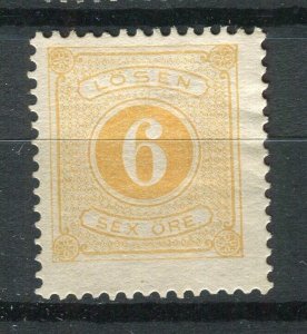 SWEDEN; 1874 early classic Postage Due Perf 13 issue mint 6ore. value