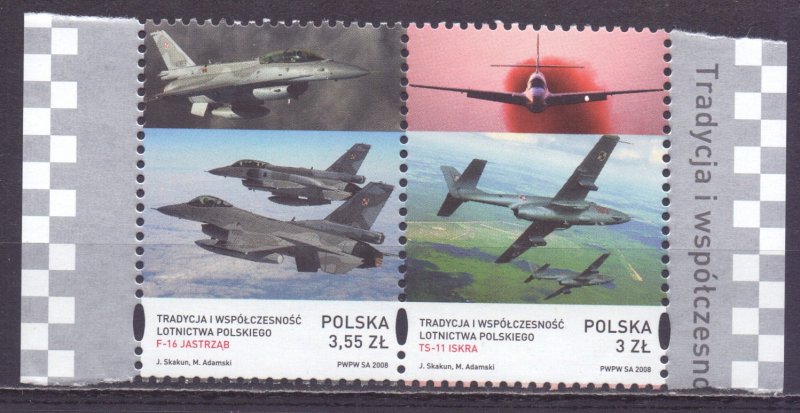 Poland. 2008. 4353-54. Military aircraft. MNH.