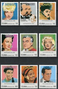 Cuba Sc# 3688-3696 CENTENNIAL of CINEMA theatre movies CPL SET of 9   1995 MNH