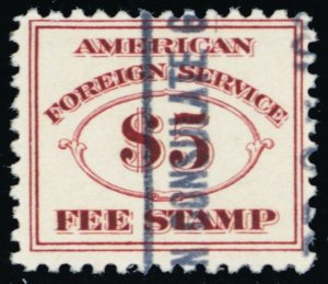 RK25, Used $5 Foreign Service Consular Revenue Stamp CV $140 - Stuart Katz