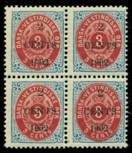 DANISH WEST INDIES #24,c, 3¢ bicolor, Block of 4, Normal Frame at LR, VLH,