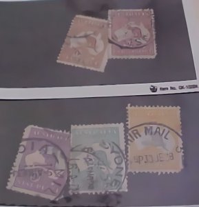 AUSTRALIA STAMP KANGAROO #74,107,108,109,135  cat.$130.00  USED