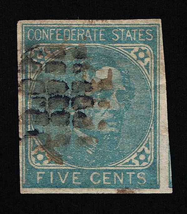 GENUINE CONFEDERATE CSA SCOTT #7 USED FRAME LINE FILLED-IN RODNEY MISS. CANCEL