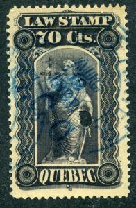 van Dam QL38  - 70c gray violet - Used - Offset Printing Error - Quebec Law ...