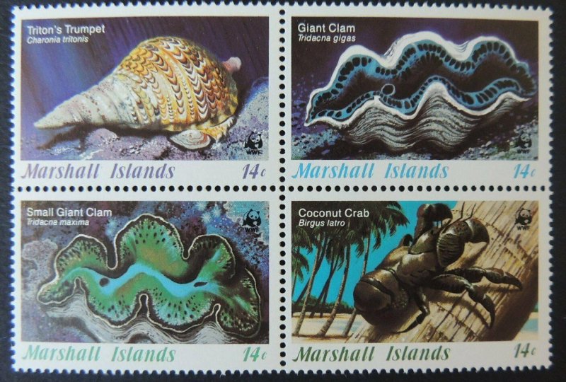 marshall islands 1986 WWF marine life 4 values mnh crustations shells 