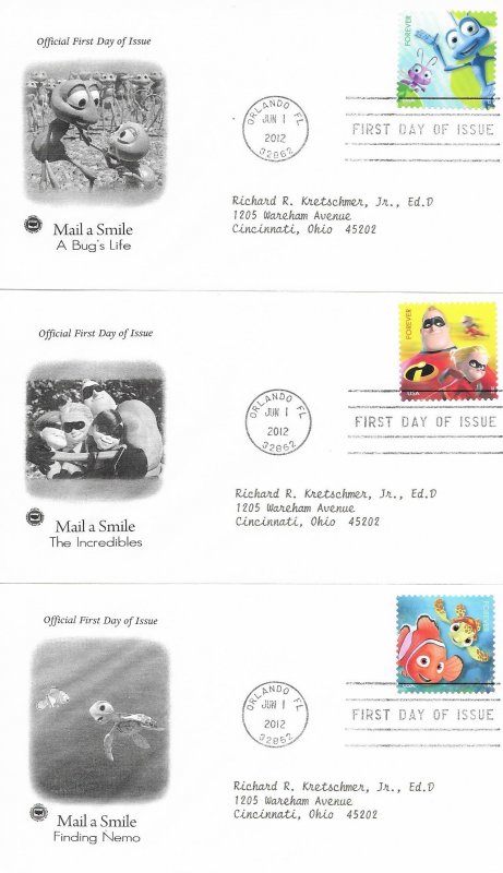 2012 FDC, #4677-4681, A Bug's Life, PCS (5)