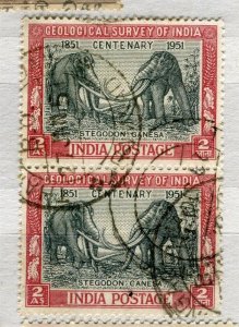 INDIA; 1951 Survey of India Centenary 2a. fine used pair