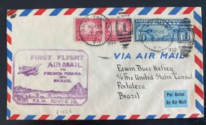 1930 St Thomas Virgin Islands First Flight Airmail Cover FFC To Fortaleza Brazil