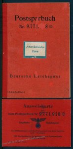 3rd Reich Germany 1950s American Zone Denazified ID and Savings Documentat 95726