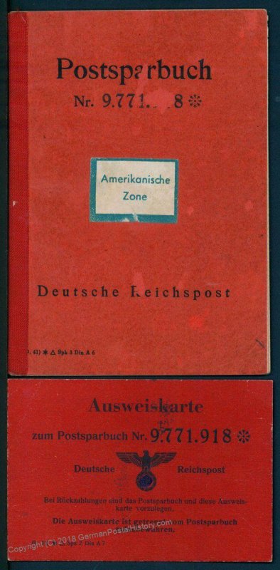 3rd Reich Germany 1950s American Zone Postsparbuch ID and Savings Document 95726