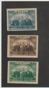 POLAND Scott  #B50-B52 MLH ISSUE OF 1946 - PEASANT MOVEMENT 50th ANNIVERSARY