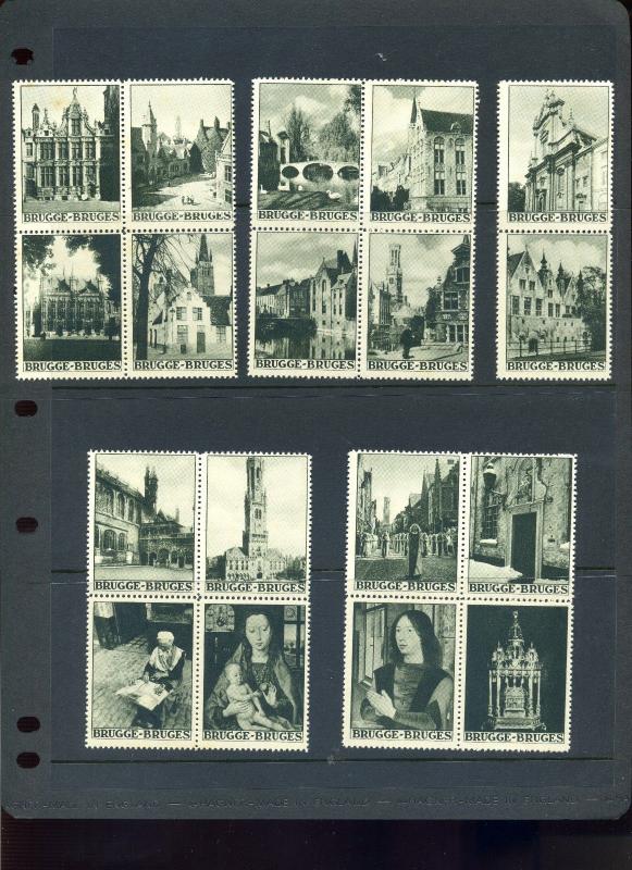 25 VINTAGE BRUGGE BRUGES BELGIUM HISTORIC POSTER STAMPS (L1017)