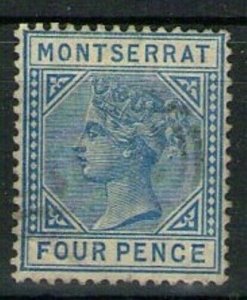 MONTSERRAT SG11 1884 4d BLUE FINE USED