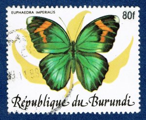 [sto669] BURUNDI 1989 Scott#654H SURCHARGED 80frs BUTTERFLIES Used — RARE