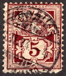 1894, Switzerland 5c, Used, Sc 71