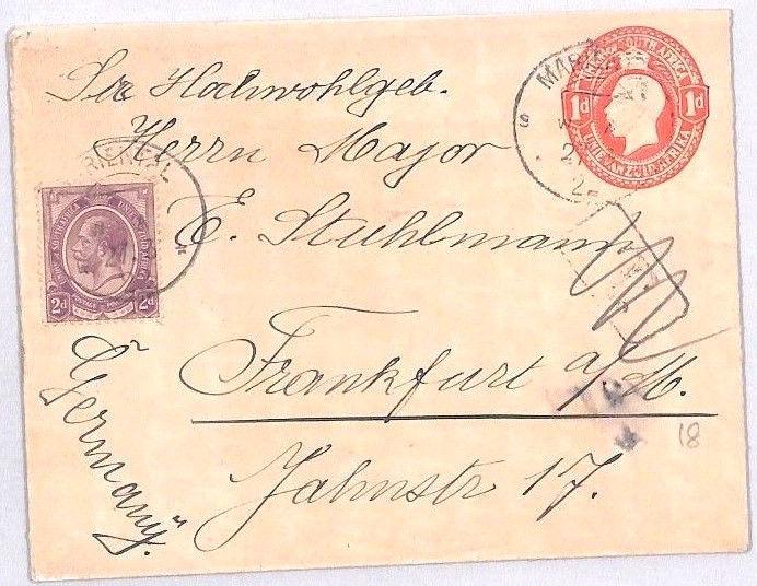 BN17 1927 SWA Namibia UNION OF SOUTH AFRICA Postal Stationery *Mariental* Cover
