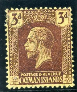 Cayman Islands 1921 KGV 3d purple/pale yellow very fine used. SG 60b.