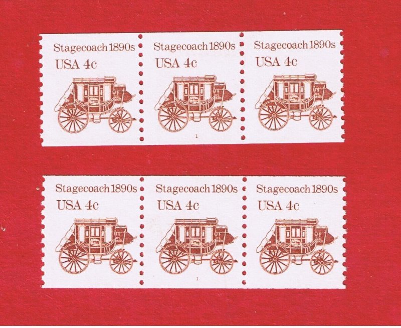 #2228-2228a  MNH OG  strips of 3  Stagecoach  w/p#1   Free S/H 