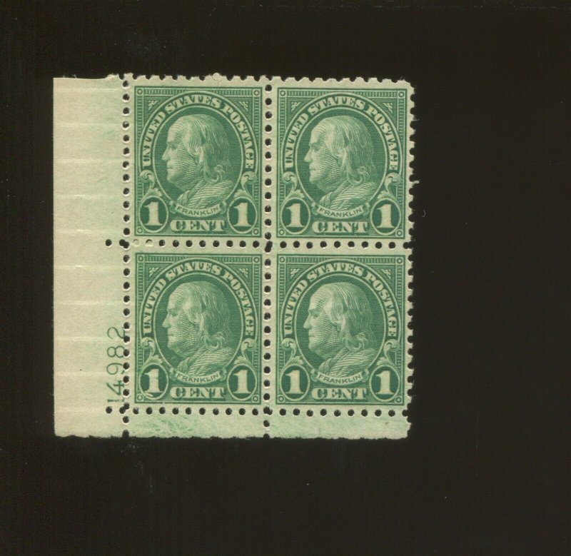 United States Postage Stamp #581 MNH VF Plate No. 14982 Block of 4