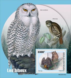 NIGER - 2022 - Owls - Perf Souv Sheet #2 - Mint Never Hinged