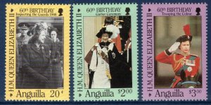 ANGUILLA 1986 Elizabeth II 60th Birthday; Scott 674-76; MNH