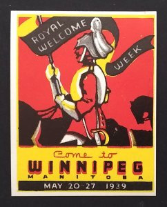 Canada Misc14 1939 Royal Visit to Winnipeg Sticker Mint OG