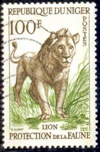 Wildcat, Lion, Niger stamp SC#102 used