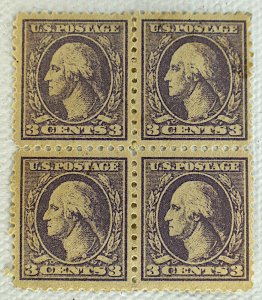 US SCOTT #501 GEROGE WASHINGTON 3C BLOCK OF 4 MH, 1917