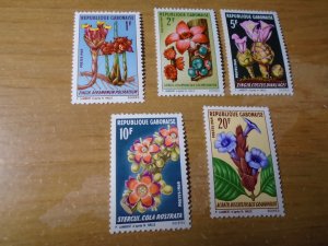 Gabon  #  244-48   MNH   Flowers