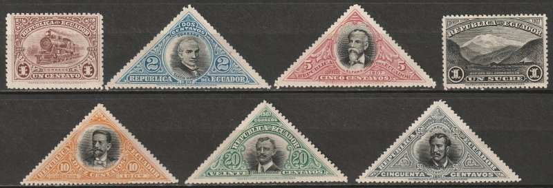 Ecuador 1908 Sc 174-80 set MH* some disturbed gum