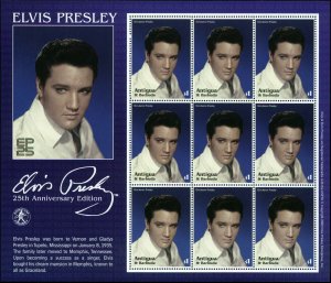 Antigua Scott #2584 Sheet of 9 with Label Mint Never Hinged  Elvis Presley