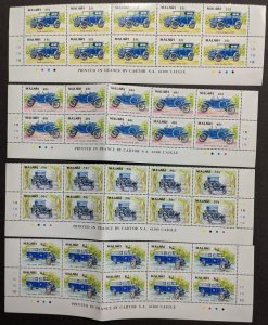 EDW1949SELL : MALAWI 1990 Scott #562-65, 565a Cars 10 Cplt sets & 10 S/S VF MNH