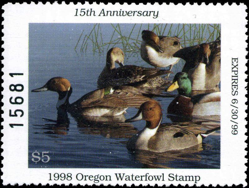 OREGON #15 1998 STATE DUCK STAMP PINTAILS by Robert Steiner