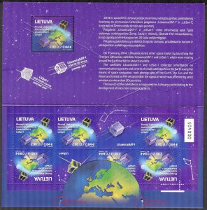 Lithuania 2014 Space Satellites LitSat-1 Sheet in Folder MNH issued 3000 psc.