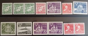 Sweden 1944 year set cpl including all pairs. MNH