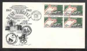 Just Fun Cover #1232 FDC Block of 4 Fleetwood Cachet (my2730)