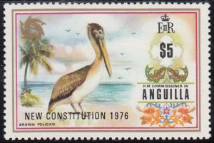 Anguilla 1976 MNH Sc #245 New Constitution O/P on $5 Brown pelican