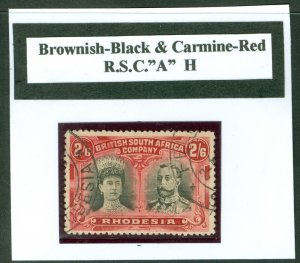 SG 155 Rhodesia 1910-13 (R.S.C.  A) 2/6 brownish-black & carmine-red. Very...