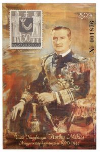 Hungary 2000 MNH Souvenir Sheet Stamps Regent Admiral Miklos Horthy