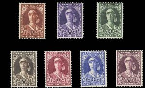 Belgium #B107-113 Cat$83.10, 1931 Queen Elisabeth, set of seven, hinged