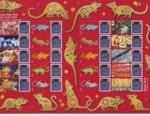 Great Britain 2794 2020 Year of the Rat Smiller Sheet MNH