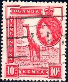 Giraffe, Kenya, Uganda & Tanzania stamp SC#104 used