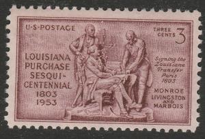 US 1020 Louisiana Purchase 3c single MNH 1953