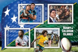 SOLOMON IS.- 2013 - Rugby in the Solomons - Perf 4v Sheet - Mint Never Hinged