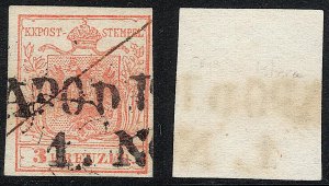 Austria - 1854 - Scott #3e - used - CAPO D'ISTRIA pmk Slovenia
