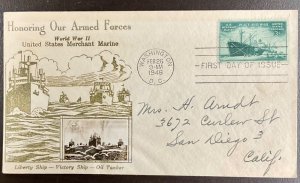 939 Crosby photo cachet Merchant Marines in WWII FDC 1946