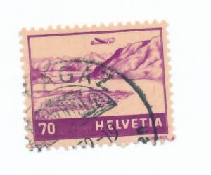 Switzerland airmail  1941  Scott C31 used - 70c, Ticino 