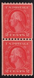 US #487 2c Carmine Washington Coil Pair Type II MINT NH  SCV $65