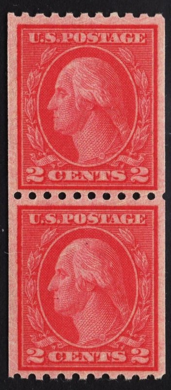 US #487 2c Carmine Washington Coil Pair Type II MINT NH  SCV $65