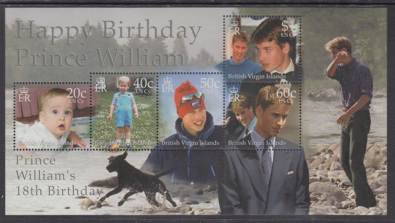 British Virgin Islands 929 Prince William Souvenir Sheet MNH VF